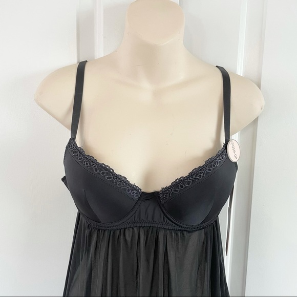 NWT SEXY BLACK SHEER BABYDOLL LACE LINGERIE - Picture 3 of 10